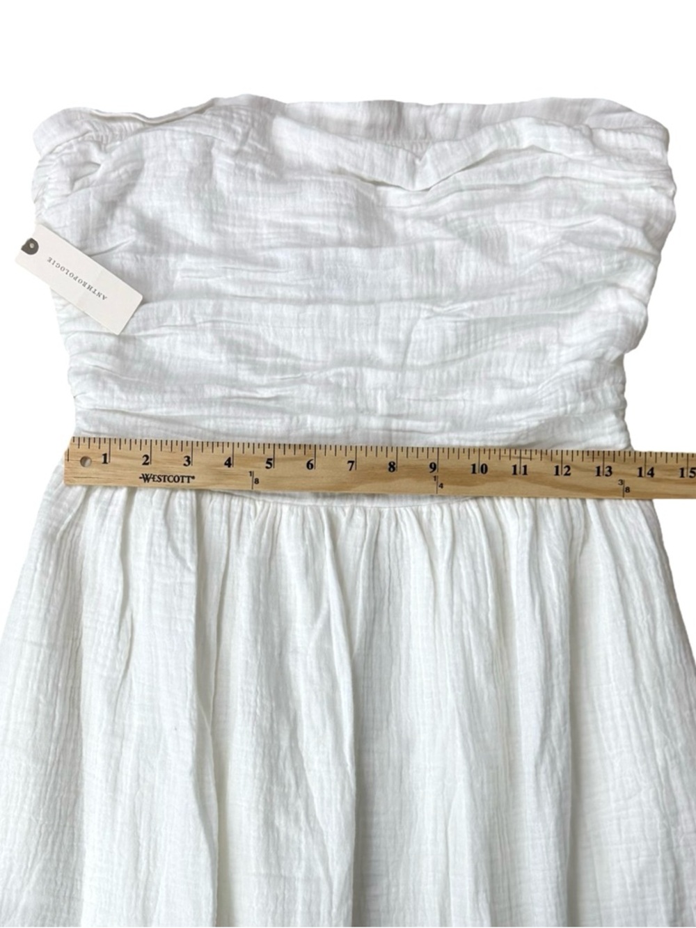 Anthropologie Charlie Holiday White Cotton Gauze Strapless Midi Dress Size 6 NWT - Picture 5 of 10